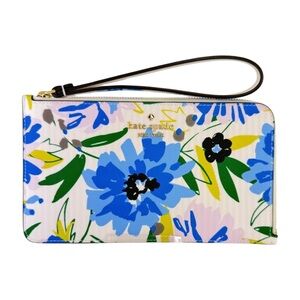 Kate Spade Lucy Floral Printed Wristlet Cream Multi Canvas NWT